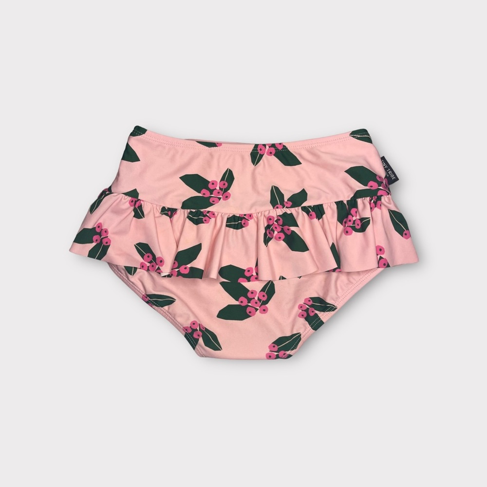 Tiny Tribe Berry Leaf Pattern Pink Ruffle Swim Bottom - Picture 4 of 4